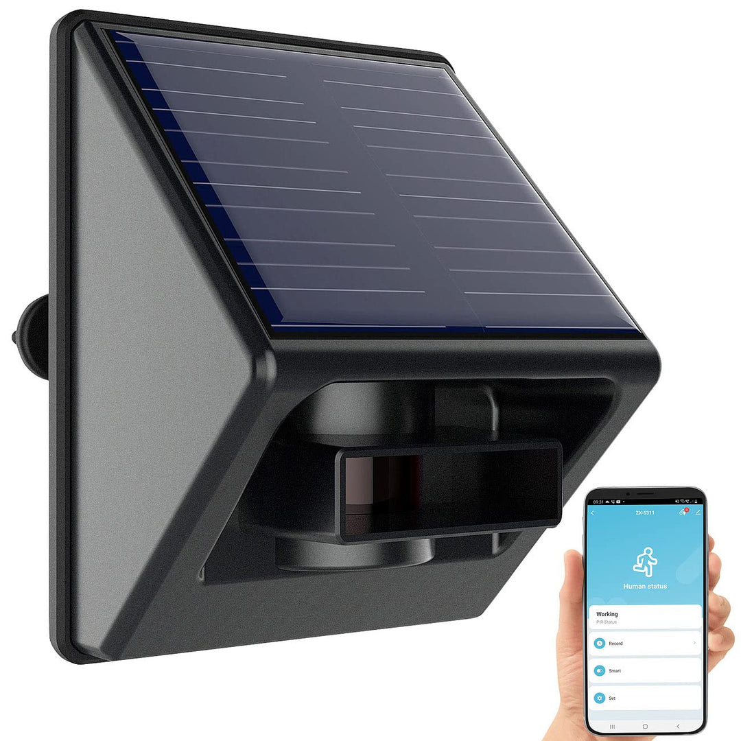 Luminea Home Control Bewegungs-Melder: ZigBee-kompatibler Outdoor-PIR-Sensor mit Solarpanel, App, IP