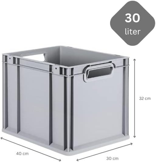 PROREGAL SuperSparSet 4x Eurobox NextGen Grip | HxBxT 32x30x40cm | 30 Liter | Griffe offen | Glatter