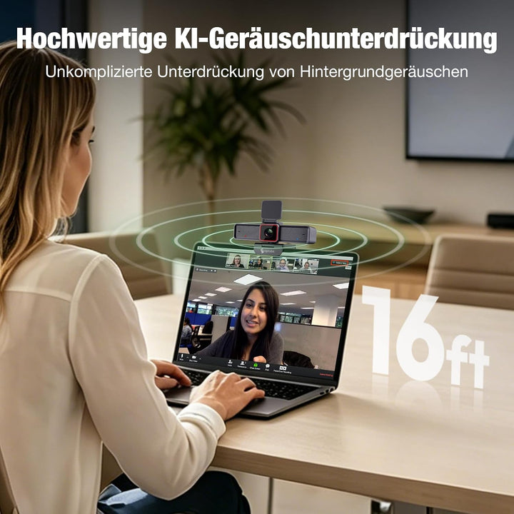 Angetube 4K Webcam für Laptop &amp; Mac, 1080P@60FPS PC Kamera mit 2 Mikrofon | 1/1.5" Sensor, PDAF Auto