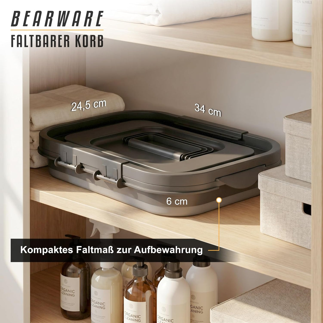 CSL - Faltbarer Picknickkorb mit Deckel und Griff – 8 Liter – Aufbewahrungsbehälter Camping Wandern