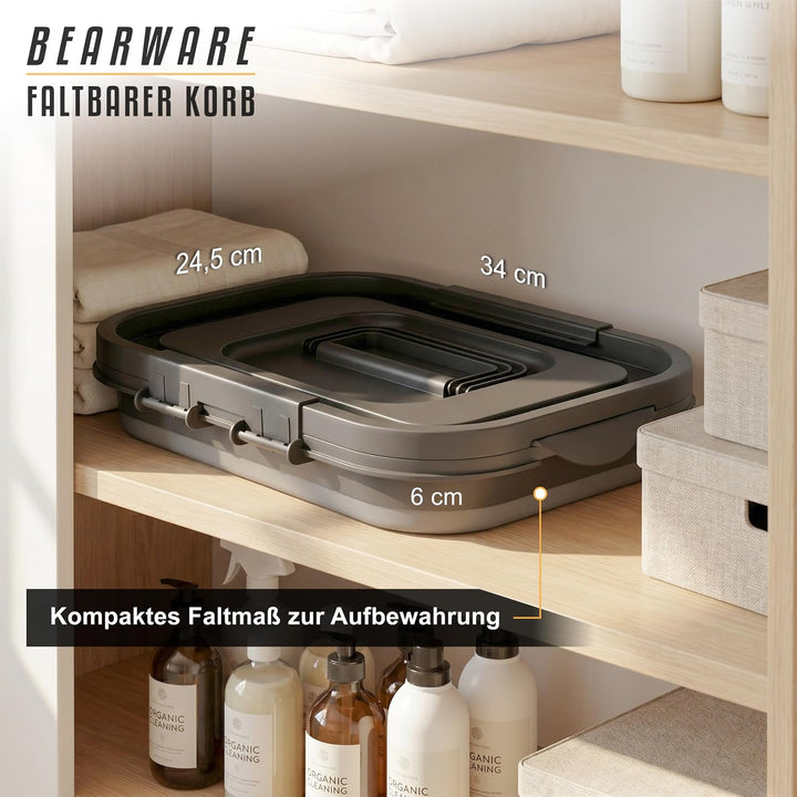 CSL - Faltbarer Picknickkorb mit Deckel und Griff – 8 Liter – Aufbewahrungsbehälter Camping Wandern