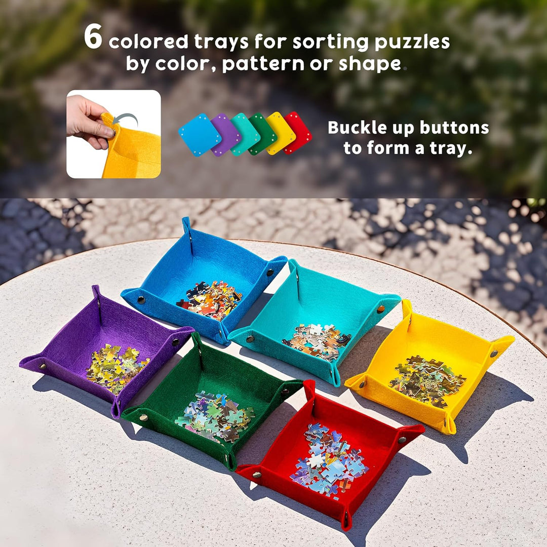 Tektalk faltbares Puzzle Board mit 6 Sortierschalen, tragbare Puzzlematte mit transparenter wasserdi