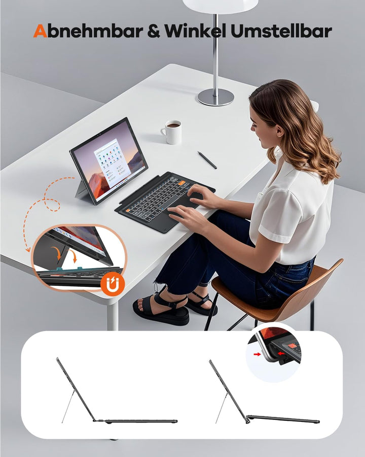Doohoeek Bluetooth Tastatur für Surface Pro 7+/7/6/5/4/3, Kabellose Beleuchtete Tastatur, Ultraslim