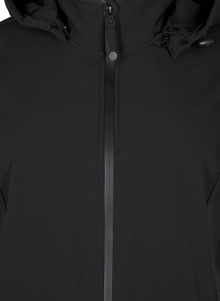 Zizzi Damen Grosse Grössen Jacke Softshell Kapuze Gr 54-56 Schwarz, 54-56 Schwarz