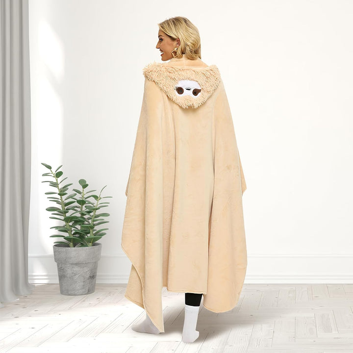 Kssvzz Faultier Kuscheldecke mit Ärmeln und Kapuze, Faultier Geschenk für Frauen, Weihnachtsgeschenk
