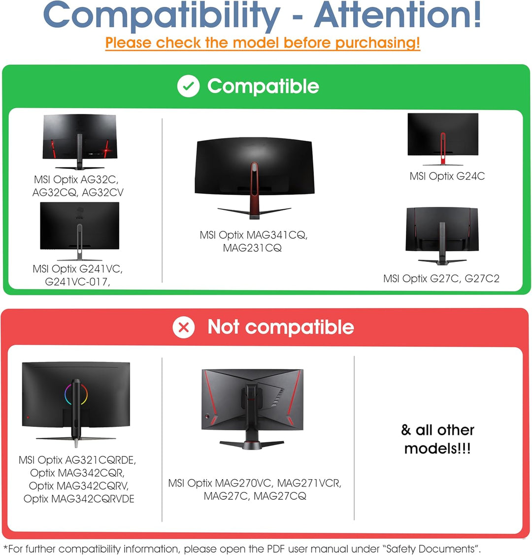 3IDEE VESA Adapter kompatibel mit MSI Optix (G241, G241VC, MAG341CQ, G27C, G27C4, G27CQ4, G27C2, AG3