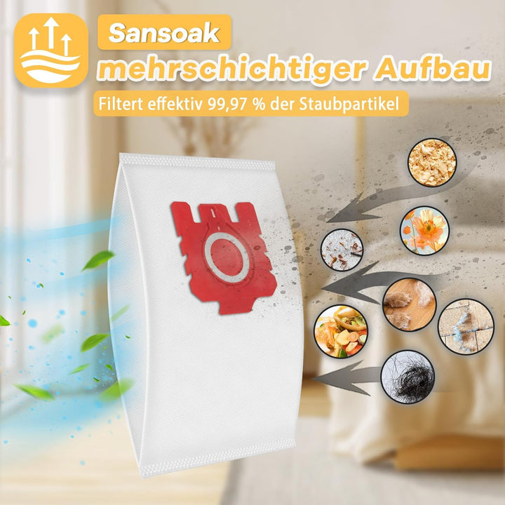 8 Stück Staubsaugerbeutel für Miele Hyclean Pure FJM Staubsauger Complete C1 Compact C1 C2 S24 S256i