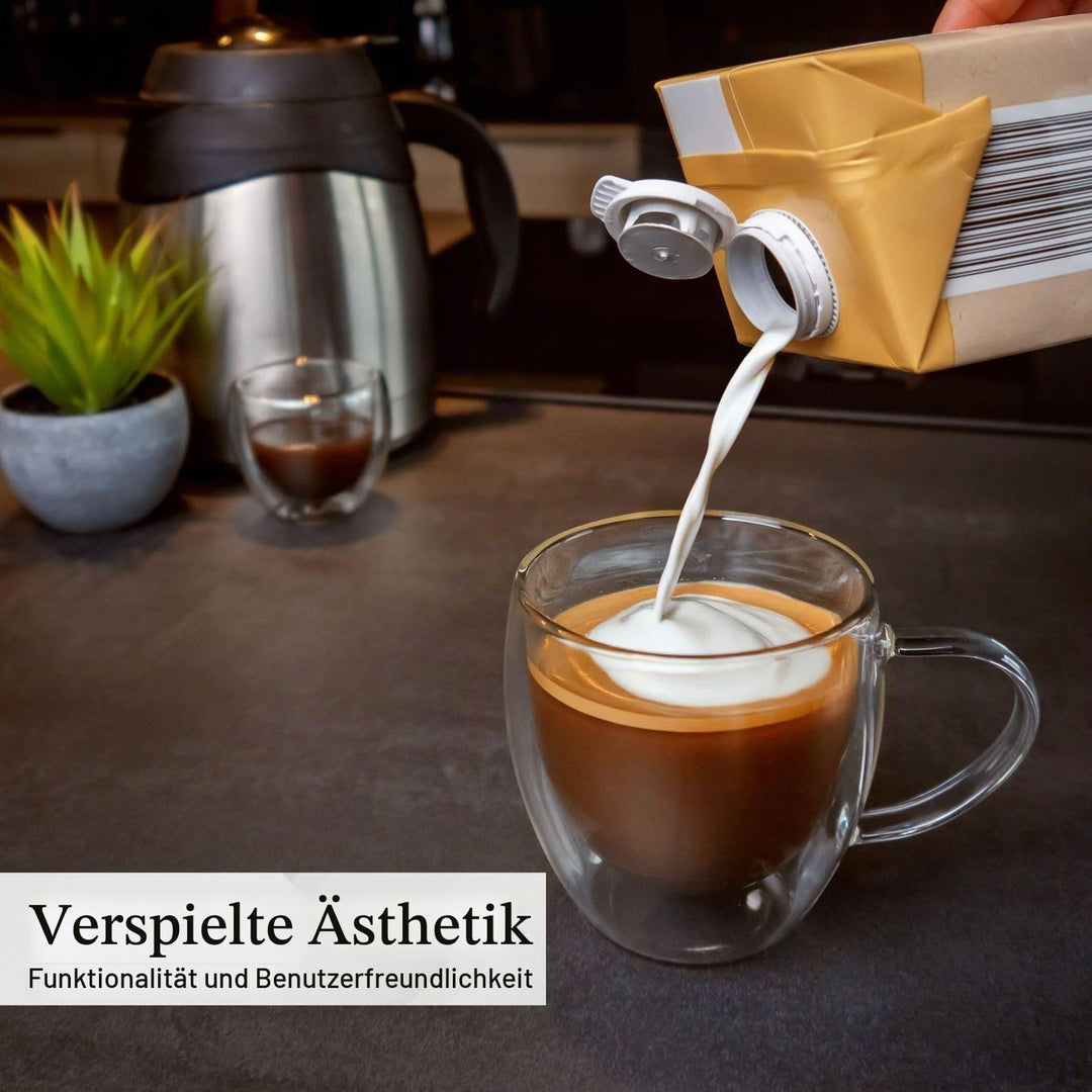 INTIRILIFE 4X Doppelwandige Thermo Gläser Set -200-250ml- Mundgeblasen isoliert für Espresso Cappucc