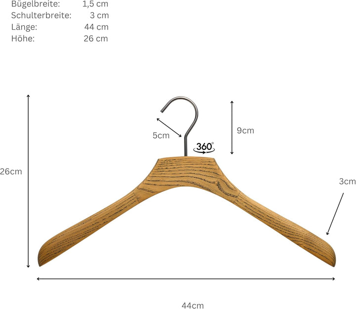 Hang & Haute 4er-Set Premium Kleiderbügel, Breit aus Hochwertigem Eschenholz in Stylischem Naturholz