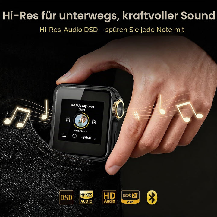 HIFI WALKER H2 Mini MP3 Player Bluetooth HiFi mit Clip, DAC ESS9218, Hi-Res Audio DSD/FLAC, 1,54” To