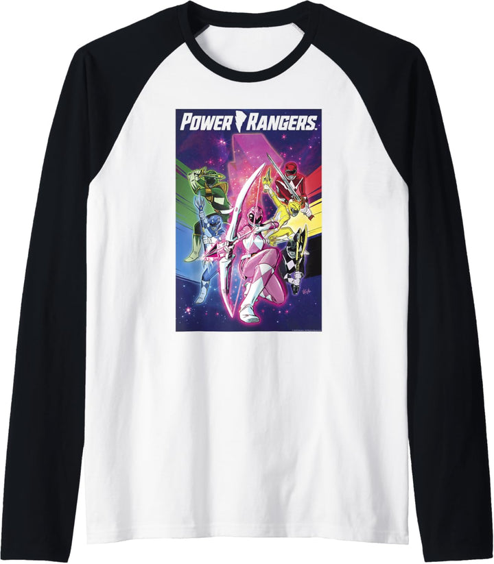 Power Rangers Rainbow Color Action Group Shot Poster Raglan