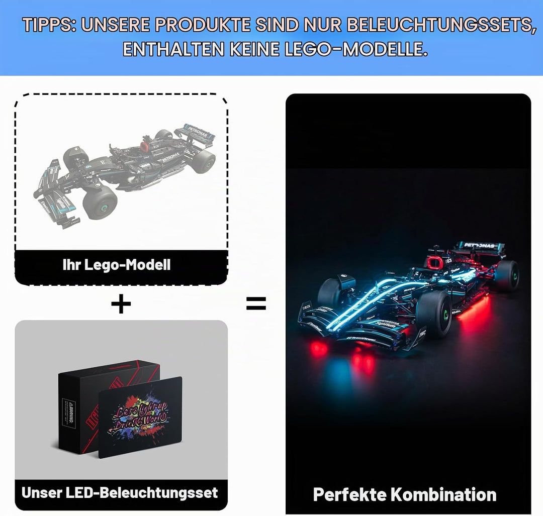 Licht Kompatibel mit Lego Mercedes-AMG F1 W14 E Performance, Nur Lichter Set - Kein Modell, Licht Be