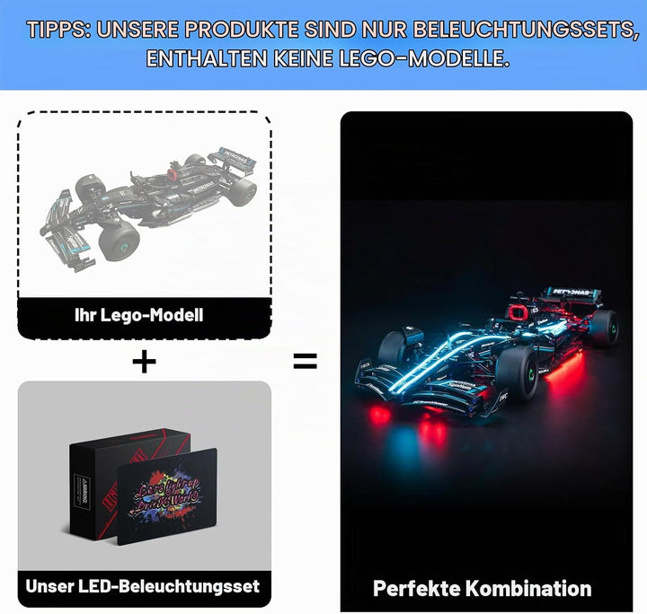 Licht Kompatibel mit Lego Mercedes-AMG F1 W14 E Performance, Nur Lichter Set - Kein Modell, Licht Be
