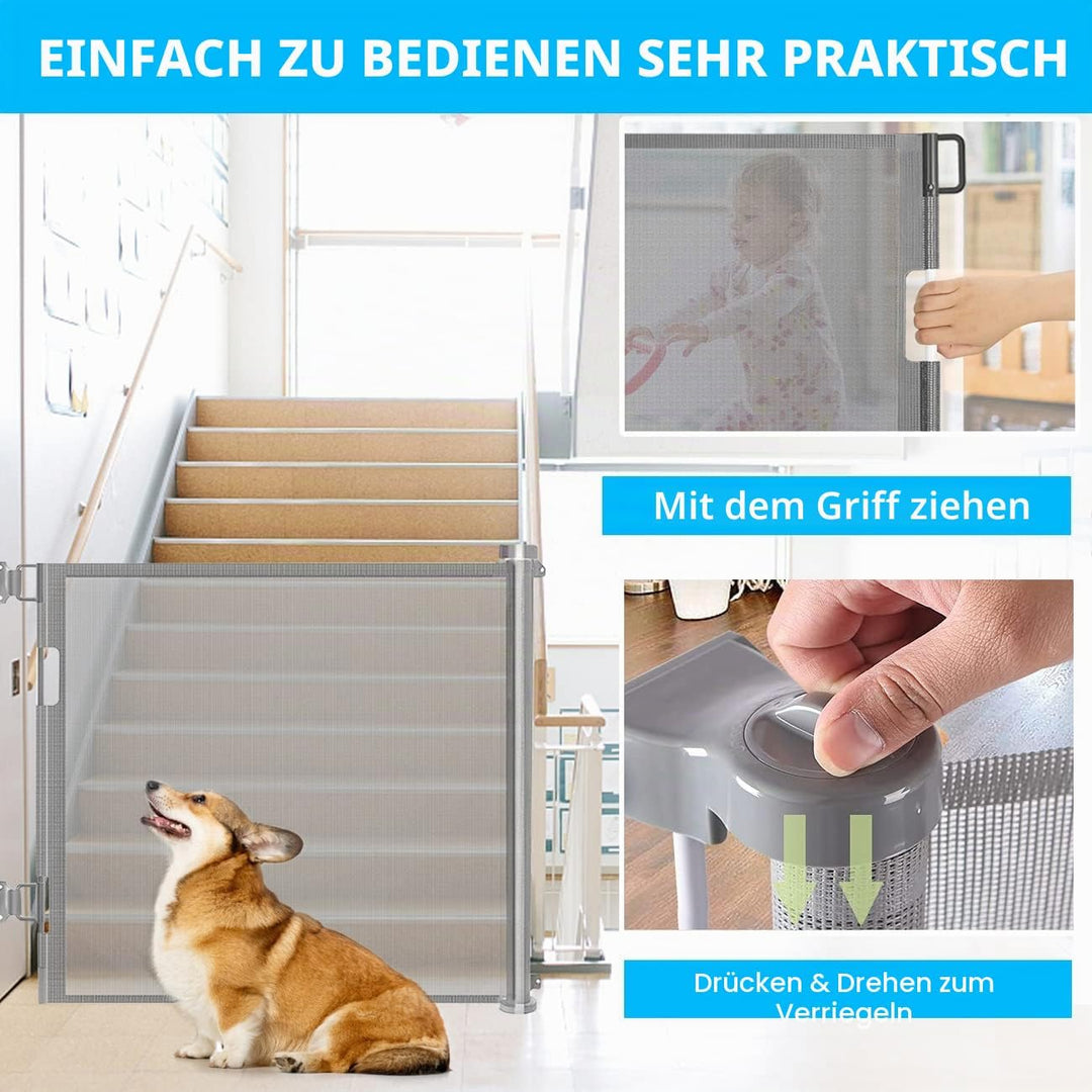 Wodondog Baby-treppenschutzgitter,0-150 cm, 83 cm Hoch,türschutzgitter ausziehbar, Einhändig Bedienb