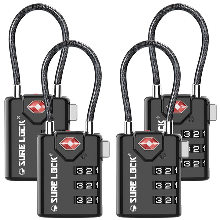 SURE LOCK TSA-kompatible Reisegepäckschlösser, Inspektionsanzeige, leicht ablesbare Zifferblätter, T