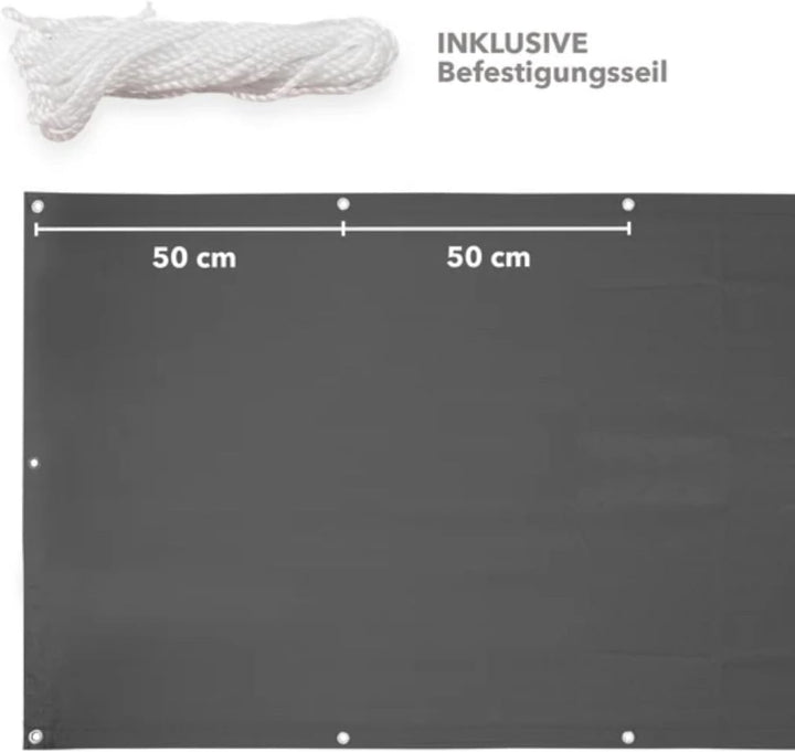 casa pura Balkon Sichtschutz UV-Schutz - 90x500cm - wetterbeständiges und pflegeleichtes HDPE-Spezia