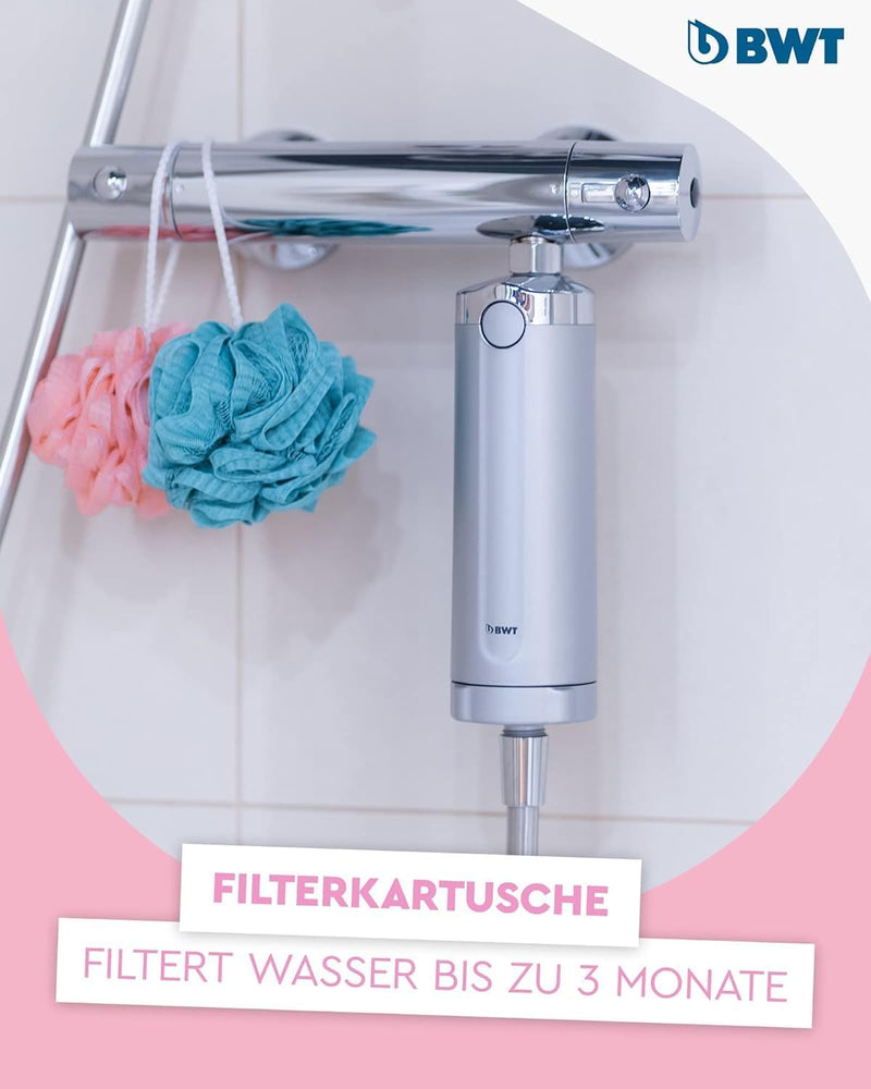 BWT Quick & Clean Antikalk-Filtersystem mit 1 Filterkartusche | Kalkschutz Bad | Inline Duschfilter