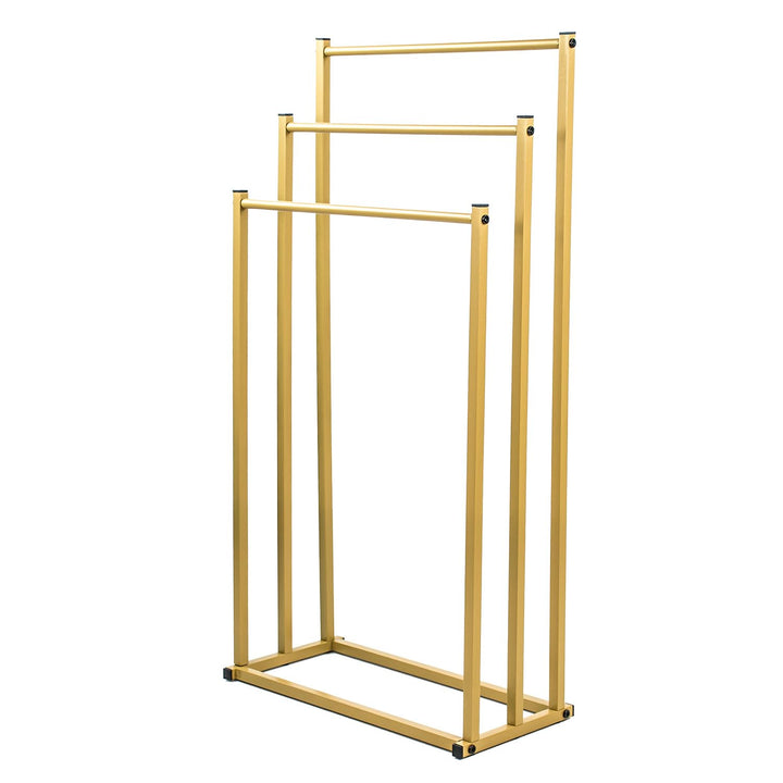 ZOLTA Handtuchständer Gold Metall freistehend 3 Arme 86 cm stabil Handtuchhalter modern Loft Design
