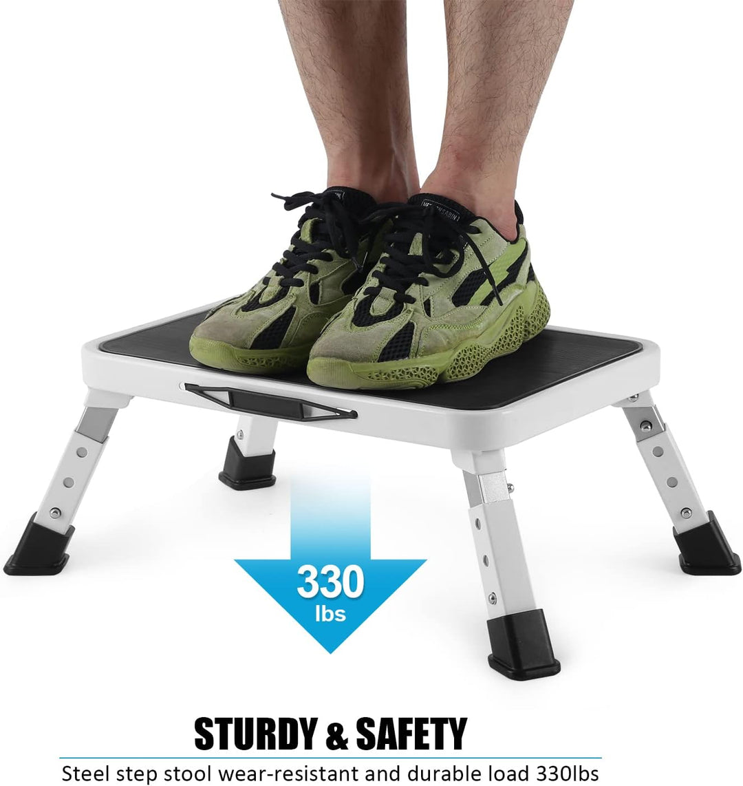 HBTower Tritthocker, Trittleiter, Klapptritt, höhenverstellbarer Tritthocker mit Rutschfester Plattf