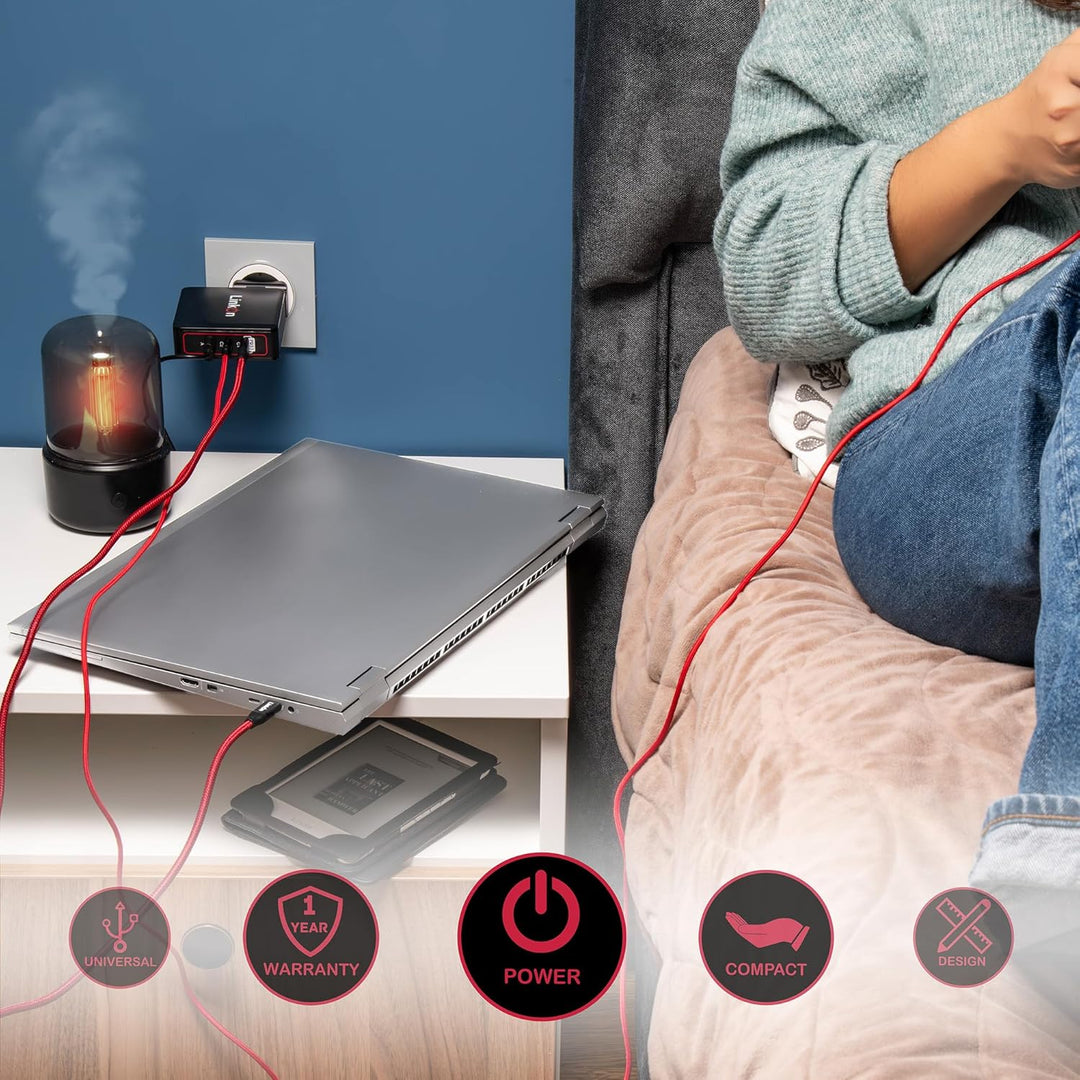 LinkOn Ganius 140W PD3.1 Wandladegerät mit GaN-Technologie, 140W/100W USB-C und 20W QC3.0 USB-A, 3-P