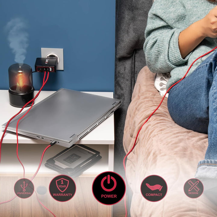 LinkOn Ganius 140W PD3.1 Wandladegerät mit GaN-Technologie, 140W/100W USB-C und 20W QC3.0 USB-A, 3-P