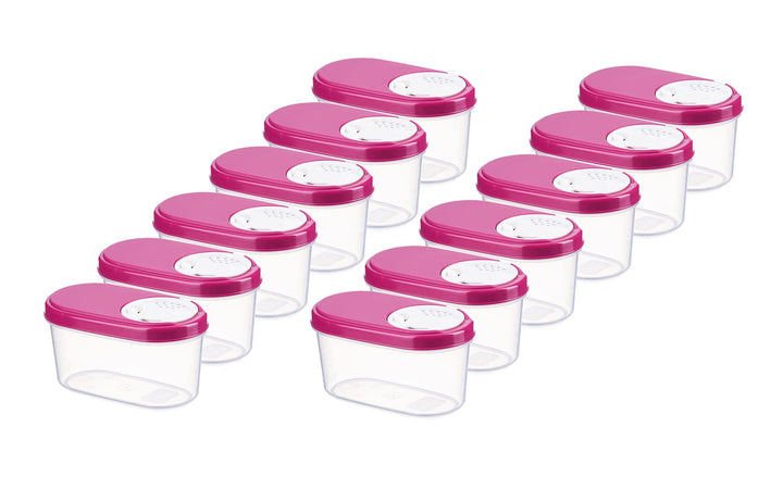 MiraHome Gewürzdosen Schüttdosen Streudosen Vorratsdosen Austrian Quality 0,14L (12 STK) Rosa 0,14l