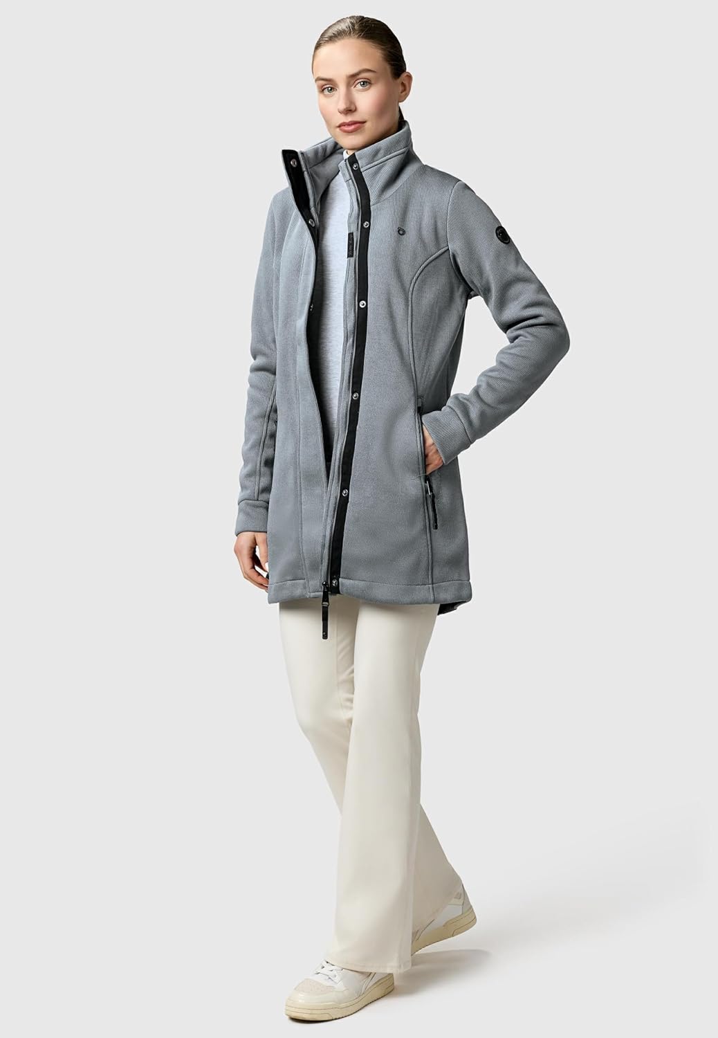 Ragwear Damen Leichter Sweat-Übergangsmantel lang windabweisendl mit hohem Kragen Letrice Bonded XS-