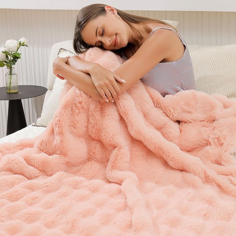 Kuscheldecke Kaninchen Plüsch Flauschige Decke Soft Wohndecke Dick 1000GSM Flanell Decke Couchdecke