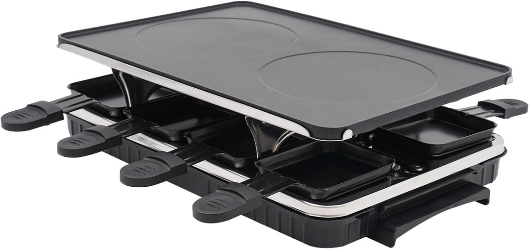 Elektrischer Tischgrill, mit Spatel und 9 Kochplatten, ideal für Abende mit Familie und Freunden
