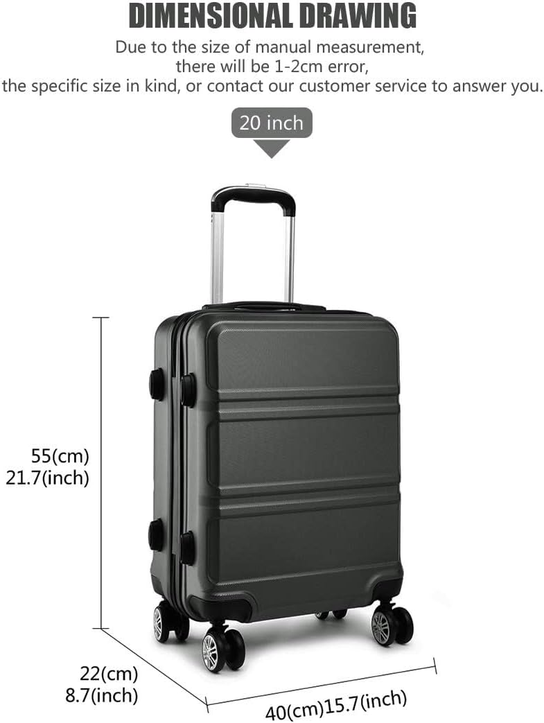 KONO Koffer Trolley Reisekoffer Set (M/L/XL) Grau, Set (M/L/XL) Grau