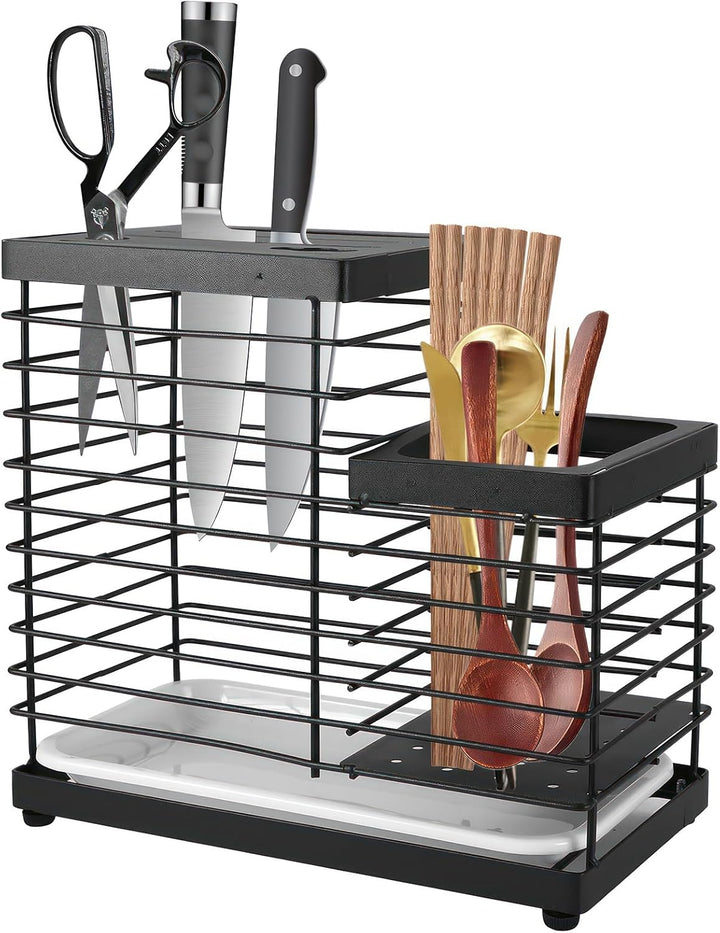 Messerblock Tisch und Wandmontage,Messerblock Ohne Messer,Doppelter Knife Holder Edelstahl,Hält Mess