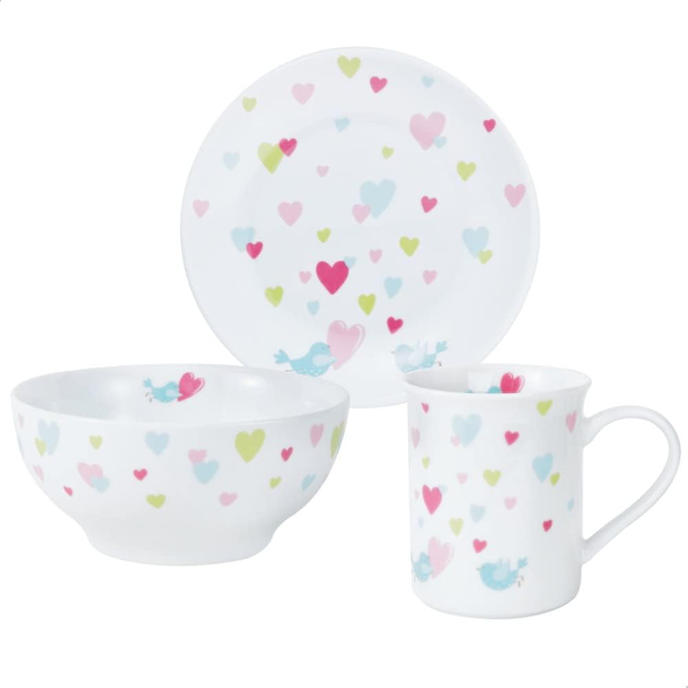 Kinderset Cora Herzen 7tlg. mit Gravur auf der Besteck-Rückseite (z.B. Namen) Kinderbesteck + Kinder