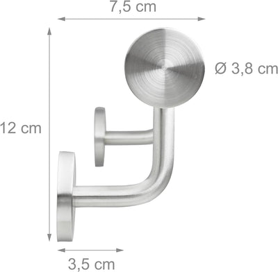 Relaxdays Handlauf, 201er Edelstahl, matt, rundes Treppengeländer, innen & aussen, 100 cm, Ø 38 mm,