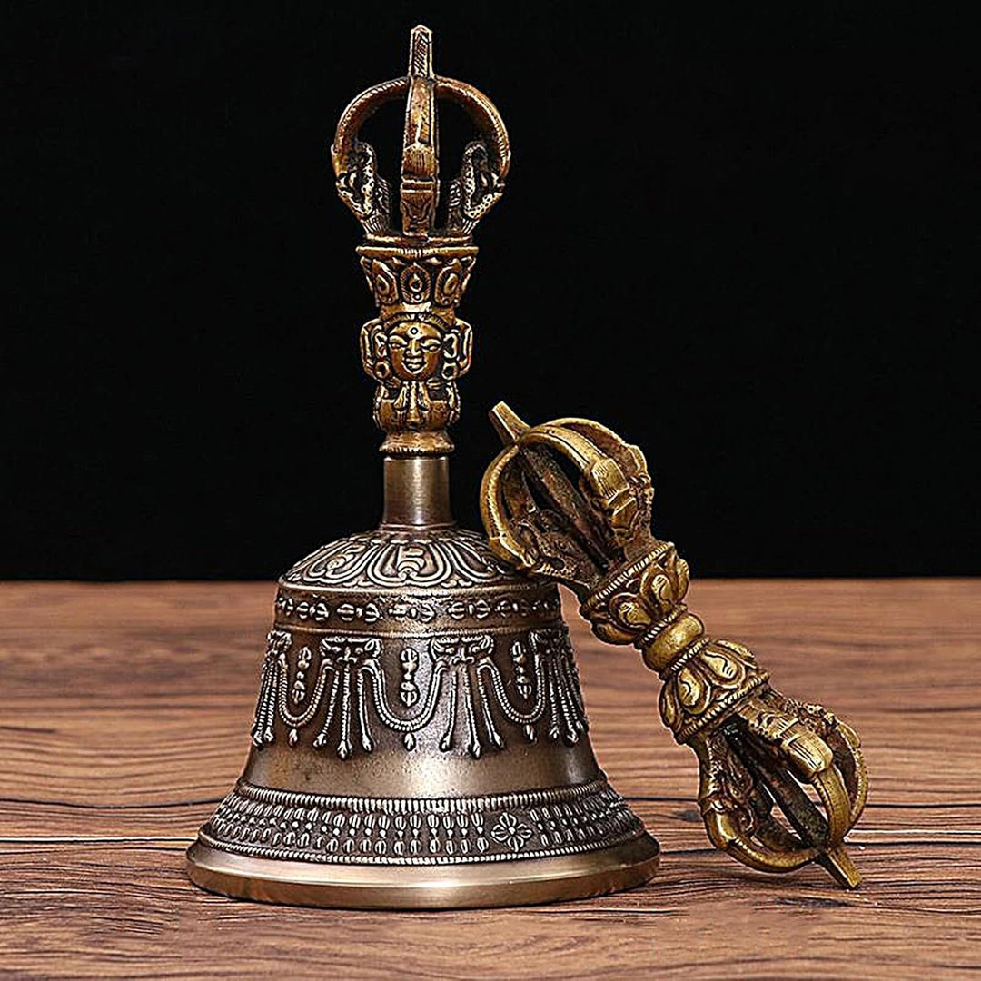 Meditationsglocke,Mini Tibetische Glocken Bajra Set | Handgefertigte Singing Bowl Dorje Vajra Buddhi