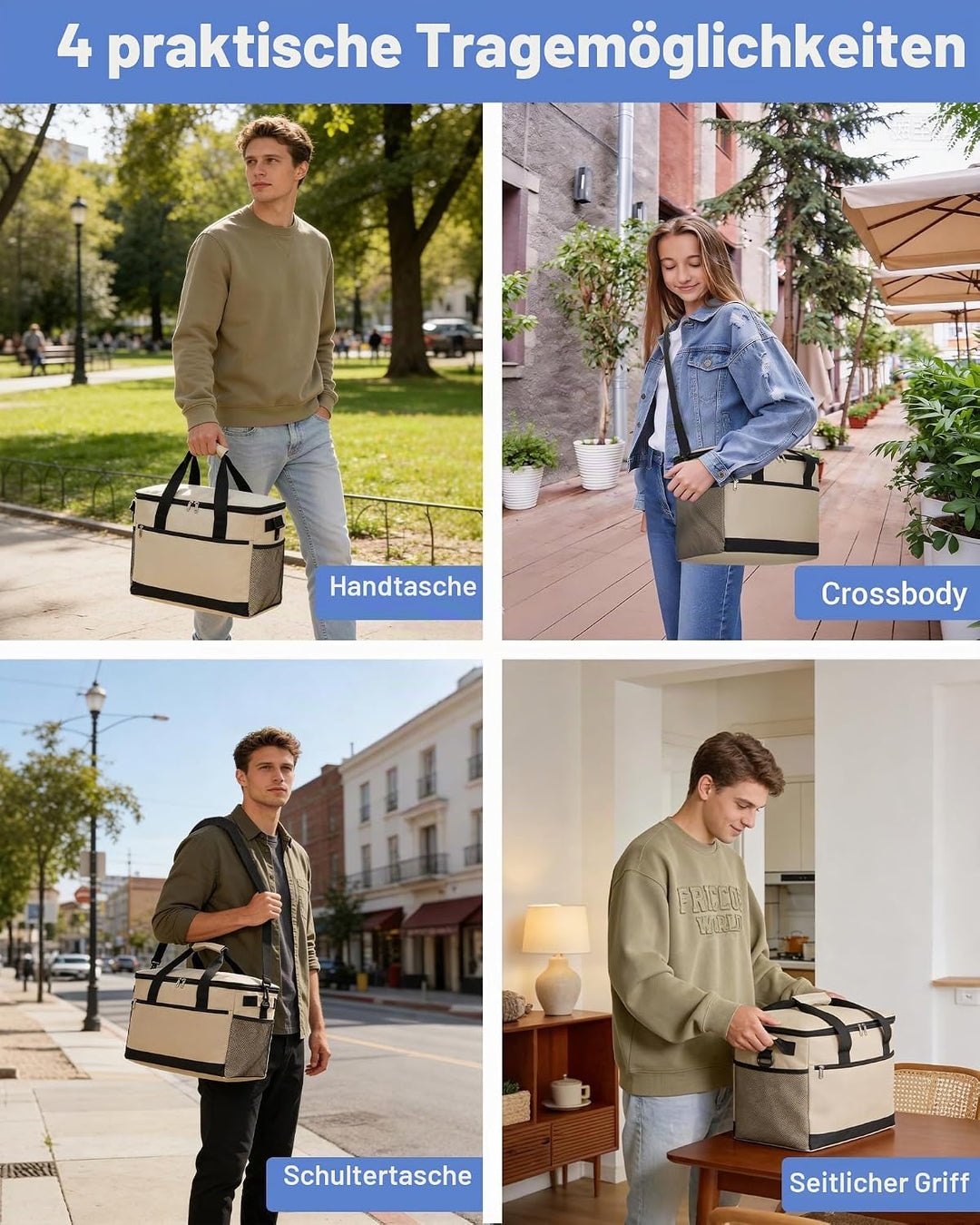KONO Kühltasche 30L, Grosse Isolierte Lunchtasche Faltbar, Tragbare Thermotasche mit Verstellbarem S