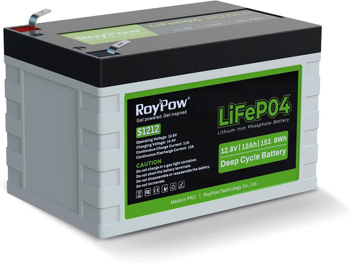 RoyPow 12V 12Ah LiFePO4 Lithium Eisenphosphat Batterie 3500 Zyklen wiederaufladbarer LiFePO4 Akku mi