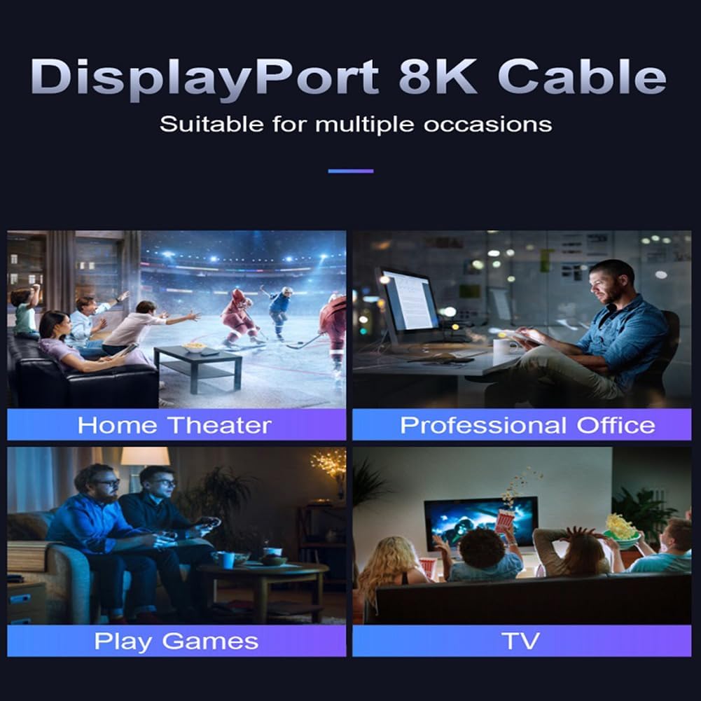CableDeconn 5M 16.5FT DisplayPort-Kabel Ultra HD 8K 4K DP 1,4 8K@60Hz 4K@144Hz Hochgeschwindigkeits-