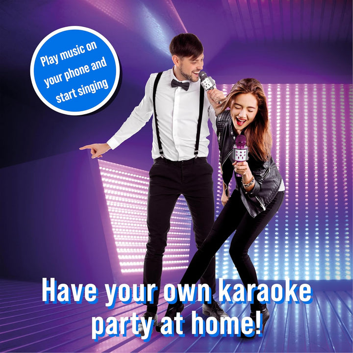 Silvergear® Karaoke Mikrofon Kabellos | Bluetooth Lautsprecher | Aufnahmefunktion & Selfie-Modus | 1