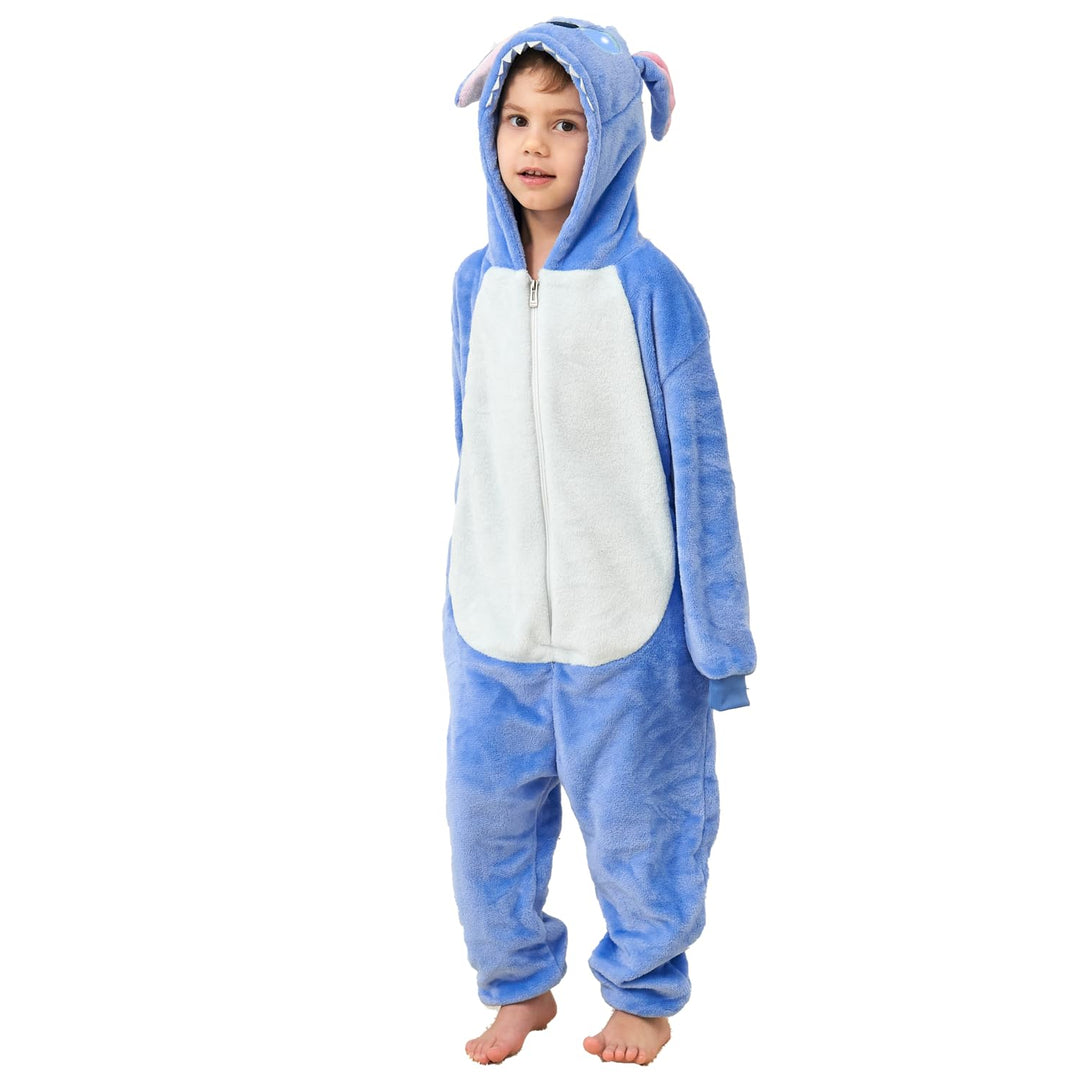 JVJQ Cartoon Kostüm Onesie Jumpsuit Tier Relax Kostuem Kind Pyjama Halloween Schlafanzug Cosplay Bla