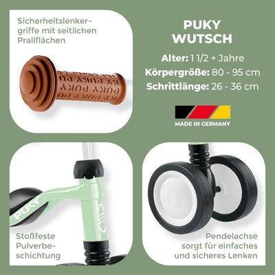 PUKY WUTSCH | Sicheres Rutschfahrzeug | Für Kleinkinder ab 1,5 Jahren | Mit Pendelachse | Sicherheit