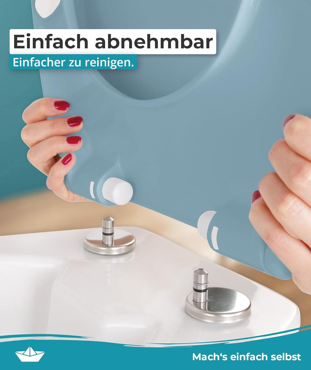 Calmwaters® Premium WC Sitz einfache Montage, Toilettendeckel bis 250 kg, Made in EU, antibakteriell