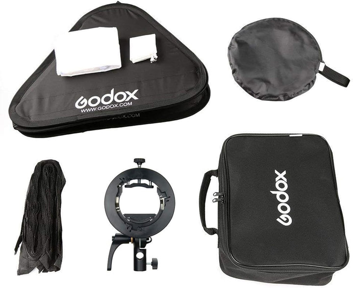 Godox Softbox Soft Light Modifikator Box mit Gitter 80 x 80 cm mit S2 Typ Blitzhalterung, Bowens-Hal