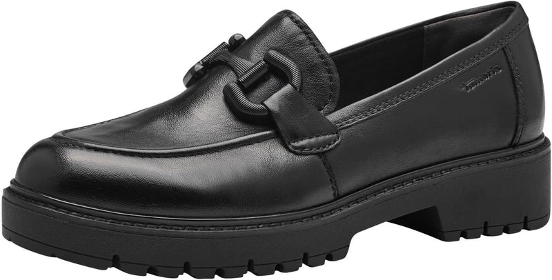 Tamaris Damen Slipper, Frauen Slip On,TOUCHit-Fussbett 38 EU Schwarz Black Leather, 38 EU Schwarz Bl