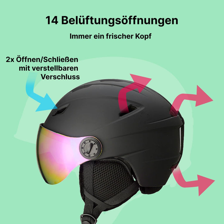 GOOFF Speed Skihelm mit Visier - Helm mit Belüftung und Schutz – Leichtgewicht und Renn-Design – int