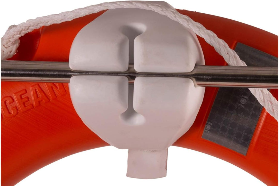 wellenshop Rettungsring-Halter für Reling Rohr Clip-On Weiss Rettungsring-Halterung Befestigung Anba