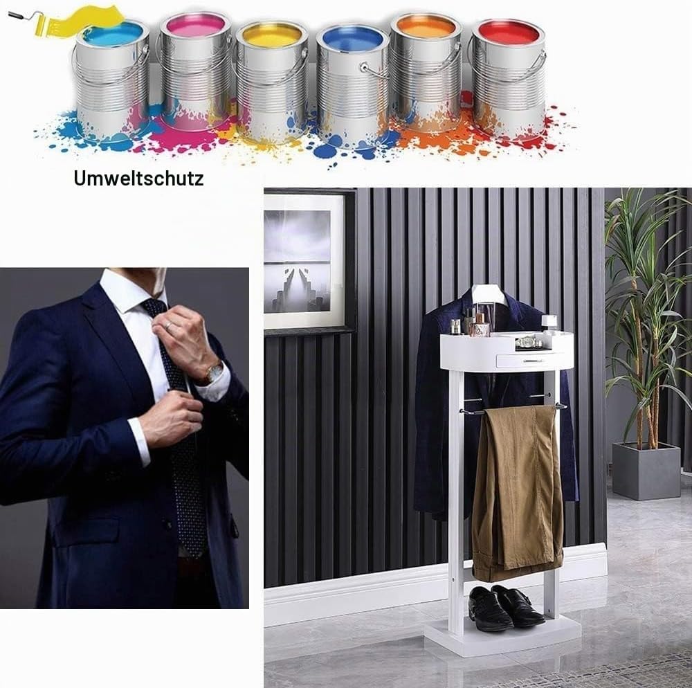ACEMIC Stummer Diener Kleiderständer Mit Schuhregal Und Schublade Herrendiener Holz Metall Mix, Schl