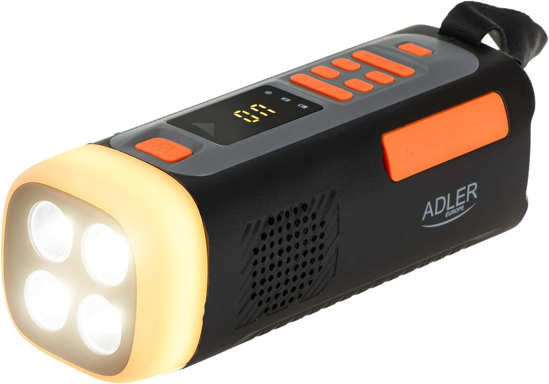 Adler AD 1920 Notfallradio mit Solarpanel Handgenerator und Powerbank 4500mAh FM AM SW Bluetooth 5.0