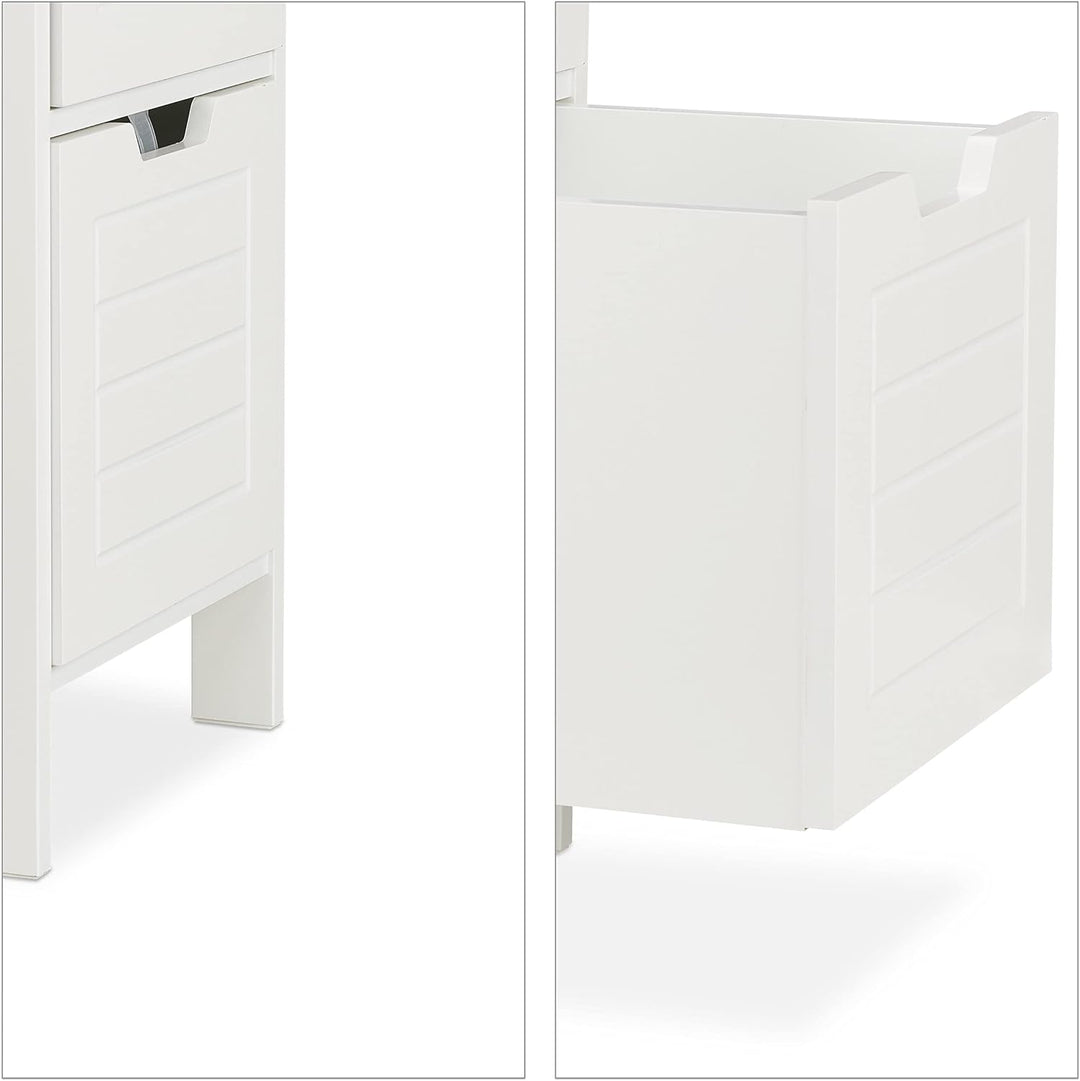 Relaxdays Badezimmerschrank, Landhausstil, HBT: 90 x 30 x 30 cm, 2 Schubladen, 1 Ablage, freistehend