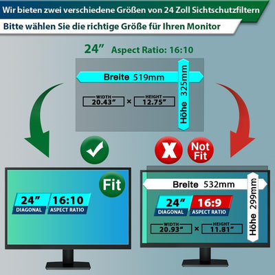 STARY [2 Stück 24 Zoll Computer Privatsphäre Bildschirm Filter für 16:10 Widescreen Monitor abnehmba