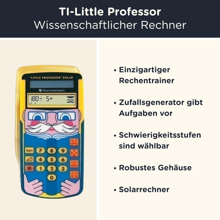 TI-Little Professor inkl. WYNGS Schutztasche Dunkelgrau - Interaktiver Rechentrainer - Basic Set, Du